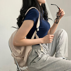 半袖Tシャツ ベーシックスリムクロップTシャツ7色 NAVY