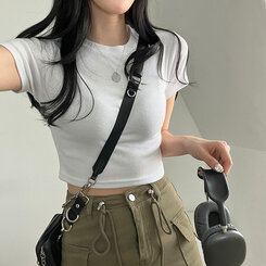 半袖Tシャツ ベーシックスリムクロップTシャツ7色 WHITE