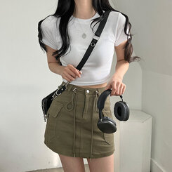 半袖Tシャツ ベーシックスリムクロップTシャツ7色 WHITE
