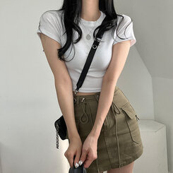 半袖Tシャツ ベーシックスリムクロップTシャツ7色 WHITE