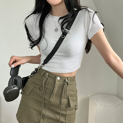 半袖Tシャツ ベーシックスリムクロップTシャツ7色 WHITE