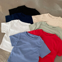 半袖Tシャツ ベーシックスリムクロップTシャツ7色