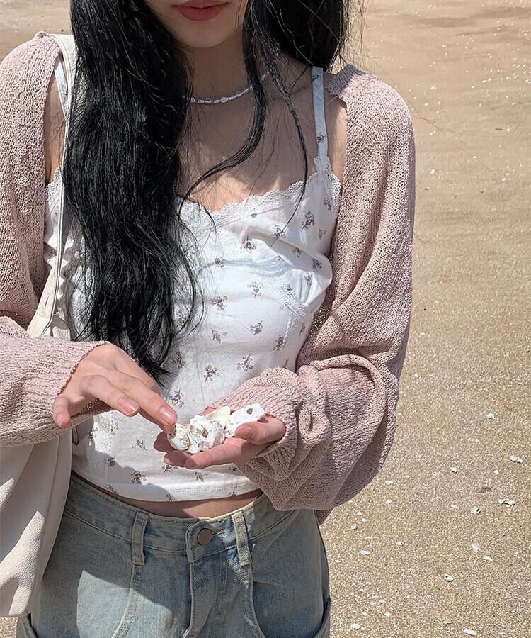 フラワーレースキャミソール｜ノースリーブ｜韓国ファッション