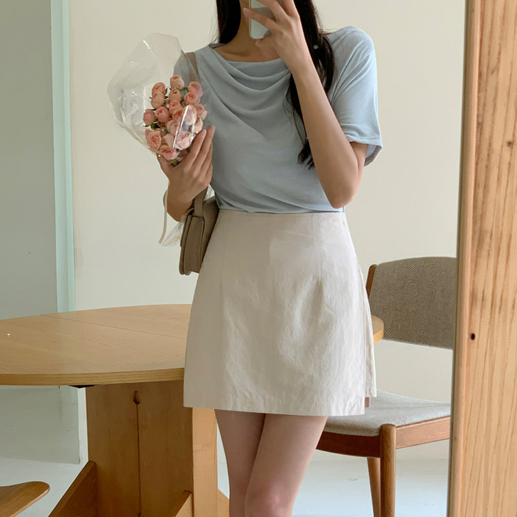 ドレープネックトップス｜半袖Tシャツ｜韓国ファッション通販 SONA