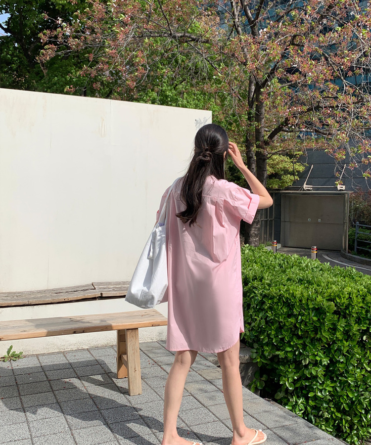 ARMANIのリネン風 半袖ミニワンピース ピンク ARMANIのリネン風 半袖ミニワンピース ピンク ARMANIのリネン風