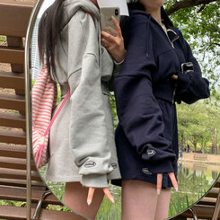 トレーニングセット フードジップアップ ミニスカート ショートパンツ(SET・単品可能) ネイビー
