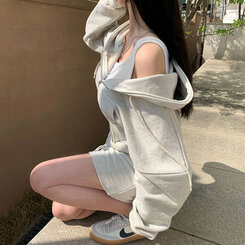 トレーニングセット フードジップアップ ミニスカート ショートパンツ(SET・単品可能) オートミール