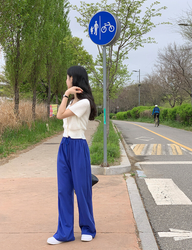 (M/L) 힙한핏! 8컬러 와이드 트레이닝 팬츠 블루