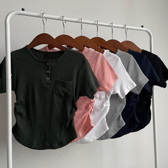 シャーリングスナップクロップTシャツ6色