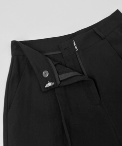 スラックス リネンピンタックワイドスラックス