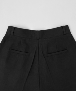 スラックス リネンピンタックワイドスラックス