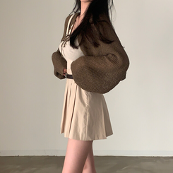 カーディガン ストラップニットボレロカーディガン BROWN