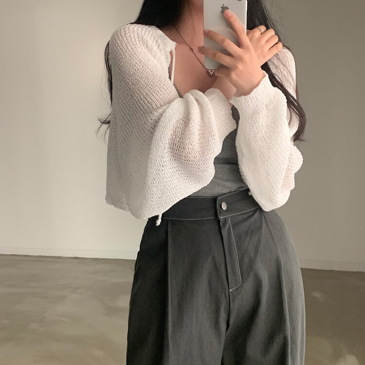 ストラップニットボレロカーディガン IVORY