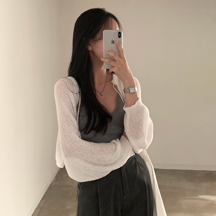 ストラップニットボレロカーディガン IVORY