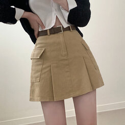 SET]プリーツポケットカーゴミニスカパン ベルト｜ミニスカート