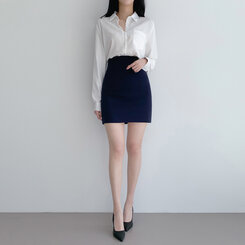[SHORT/BASIC/LONG]パステルデイリースカート8色 NAVY BLUE