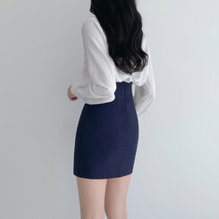 [SHORT/BASIC/LONG]パステルデイリースカート8色 NAVY BLUE