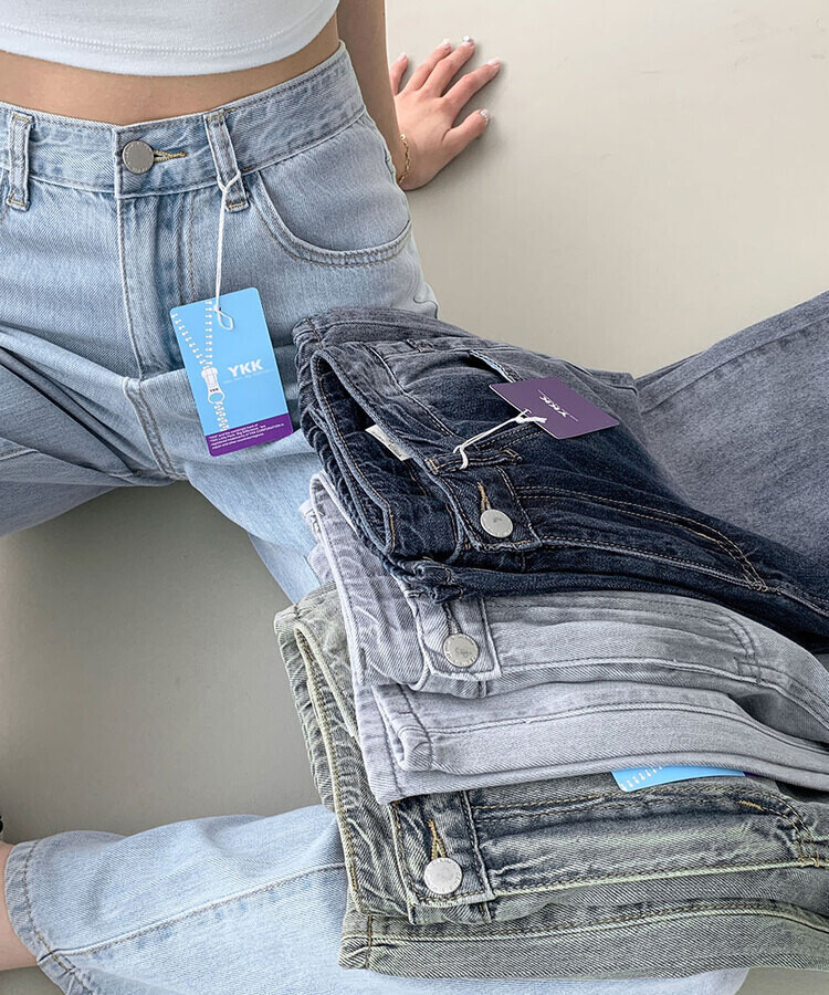 2XL여름 쿨링 후들 워싱 롱와이드 데님팬츠 그린틴 연청