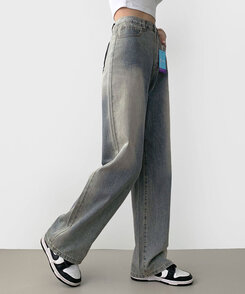パンツ ウォッシングロングワイドデニムパンツ VINTAGE BLUE