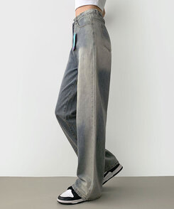パンツ ウォッシングロングワイドデニムパンツ VINTAGE BLUE