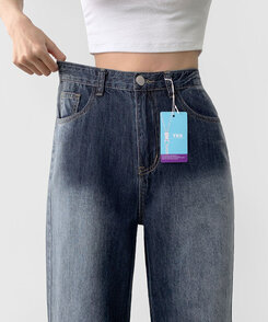 パンツ ウォッシングロングワイドデニムパンツ DEEP BLUE