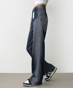 パンツ ウォッシングロングワイドデニムパンツ DEEP BLUE