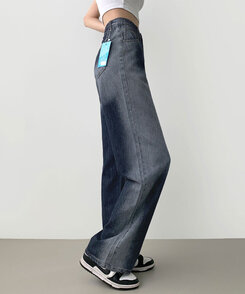パンツ ウォッシングロングワイドデニムパンツ DEEP BLUE