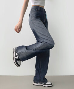 パンツ ウォッシングロングワイドデニムパンツ DEEP BLUE
