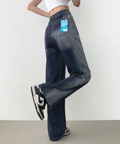 パンツ ウォッシングロングワイドデニムパンツ DEEP BLUE