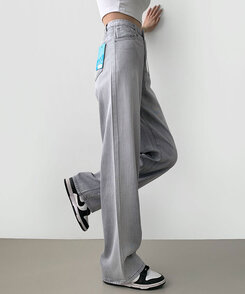 パンツ ウォッシングロングワイドデニムパンツ GRAY