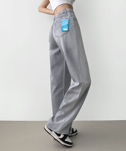 パンツ ウォッシングロングワイドデニムパンツ GRAY