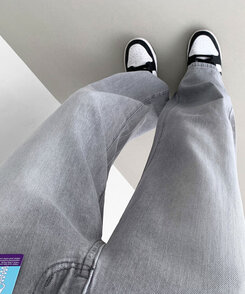 パンツ ウォッシングロングワイドデニムパンツ GRAY