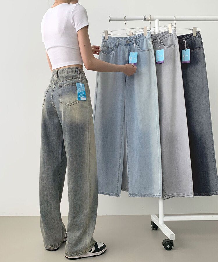 ウォッシングロングワイドデニムパンツ VINTAGE BLUE