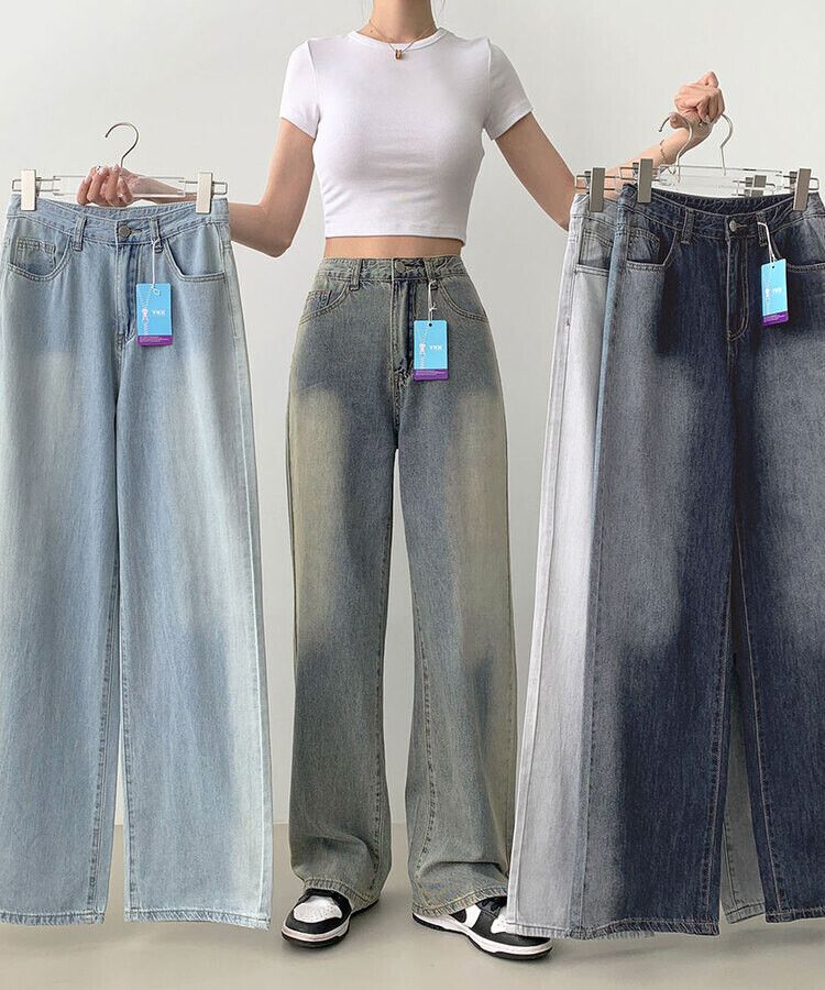 ウォッシングロングワイドデニムパンツ VINTAGE BLUE