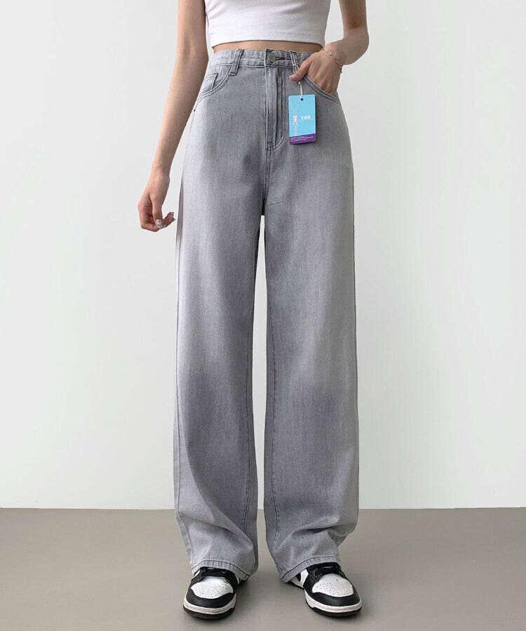 ウォッシングロングワイドデニムパンツ GRAY