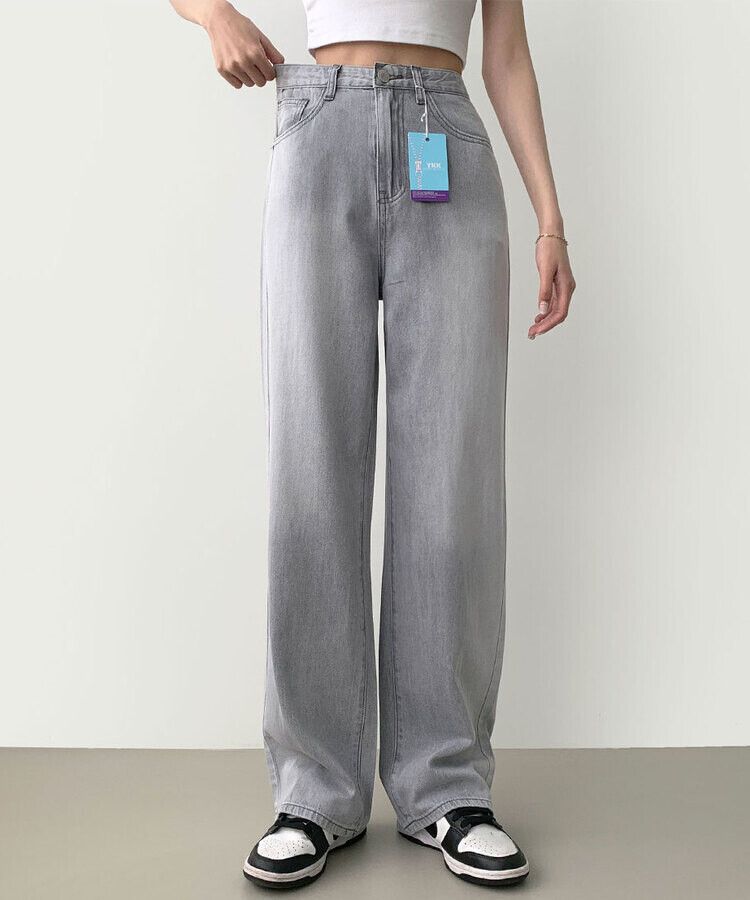 ウォッシングロングワイドデニムパンツ GRAY