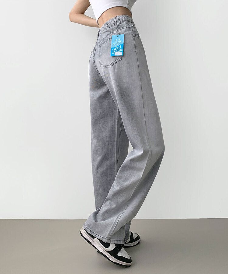 ウォッシングロングワイドデニムパンツ GRAY
