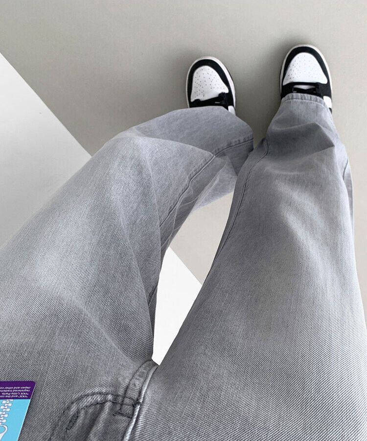 ウォッシングロングワイドデニムパンツ GRAY