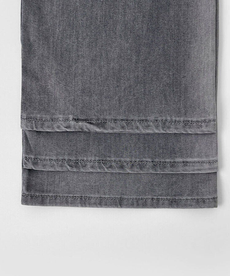 ウエストバンディングロングワイドデニムパンツ