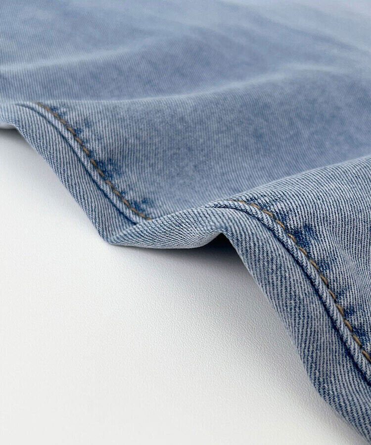 ウエストバンディングロングワイドデニムパンツ