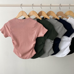 半袖Tシャツ スリーボタンポケットスリムリブTシャツ6色
