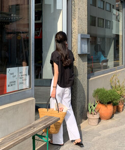 バッグ サマーかごバッグ Beige