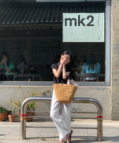バッグ サマーかごバッグ Beige