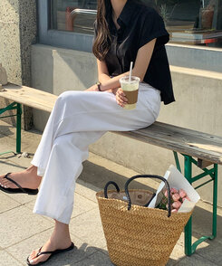 バッグ サマーかごバッグ Beige