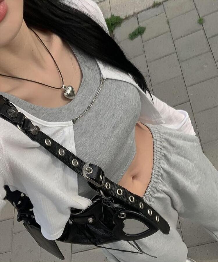 ノースリーブ Uネッククロップノースリーブ グレー