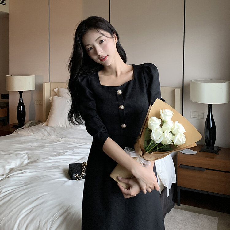 (2丈X2サイズ) ツイードミニワンピース Black(LONG)