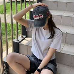 [소두핏/5color]Y2K,빈티지 데님 볼캡 모자 블랙