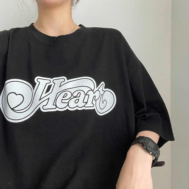 男女共用]HEARTプリントボクシーTシャツ｜半袖Tシャツ｜韓国