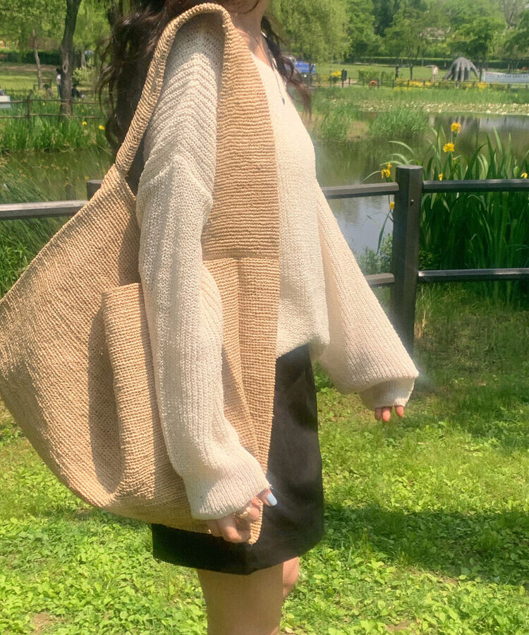 ルーズフィットボートネックサマーニット6色 BEIGE