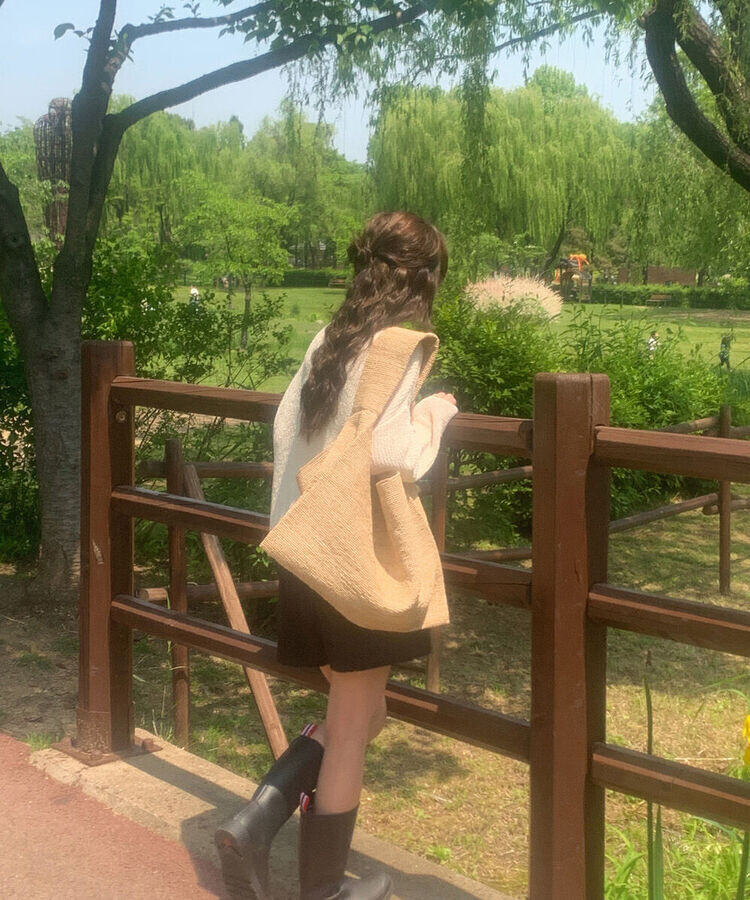 ルーズフィットボートネックサマーニット6色 BEIGE